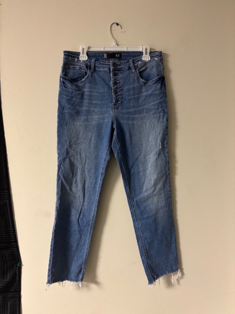 Kut From The Kloth Size 12 High Rise Button Fly Raw Hem Ankle Jeans 32x29